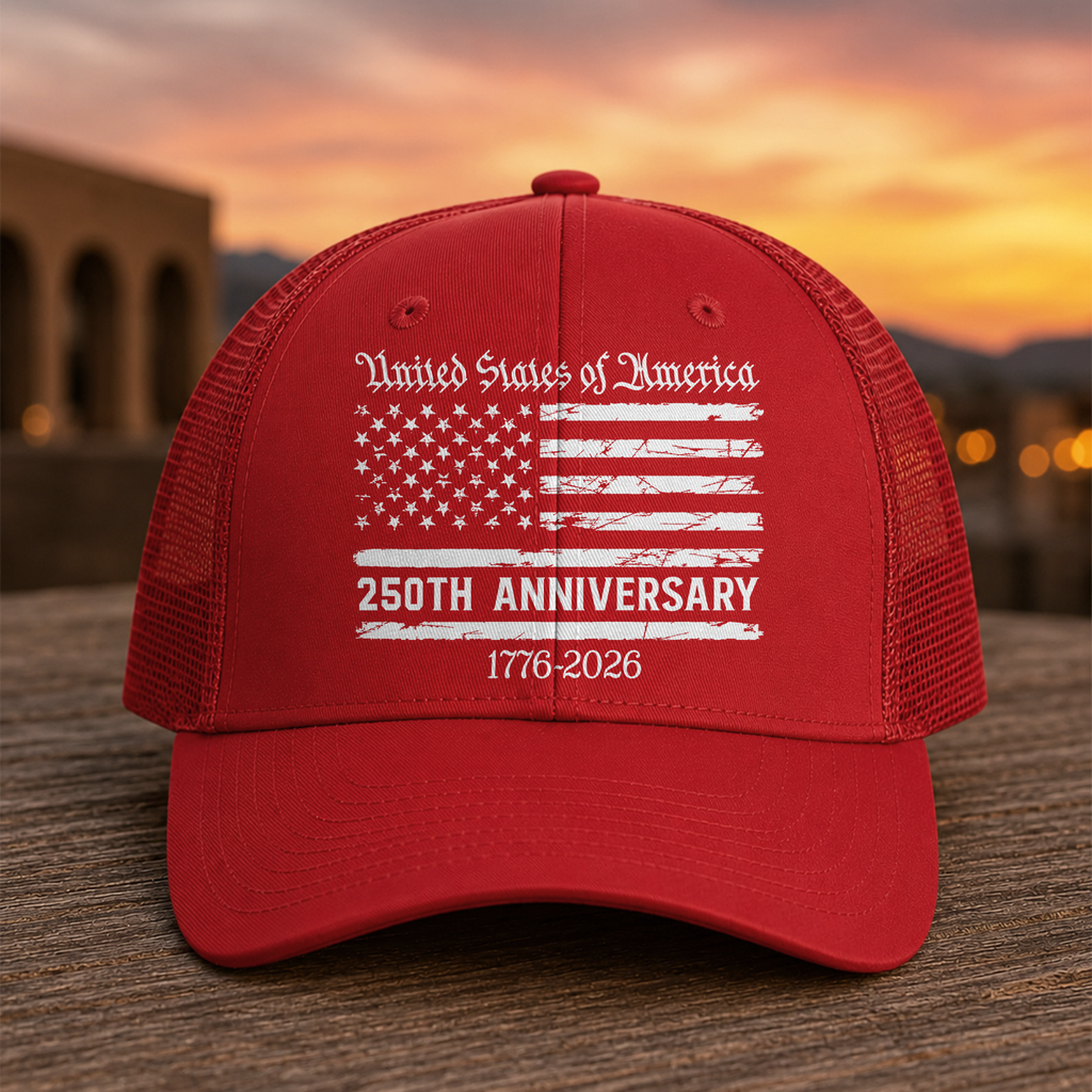 Personalized Trucker Hat USA Flag Gift for 250th Anniversary HN590 - Print Trucker Hat GradoCreations