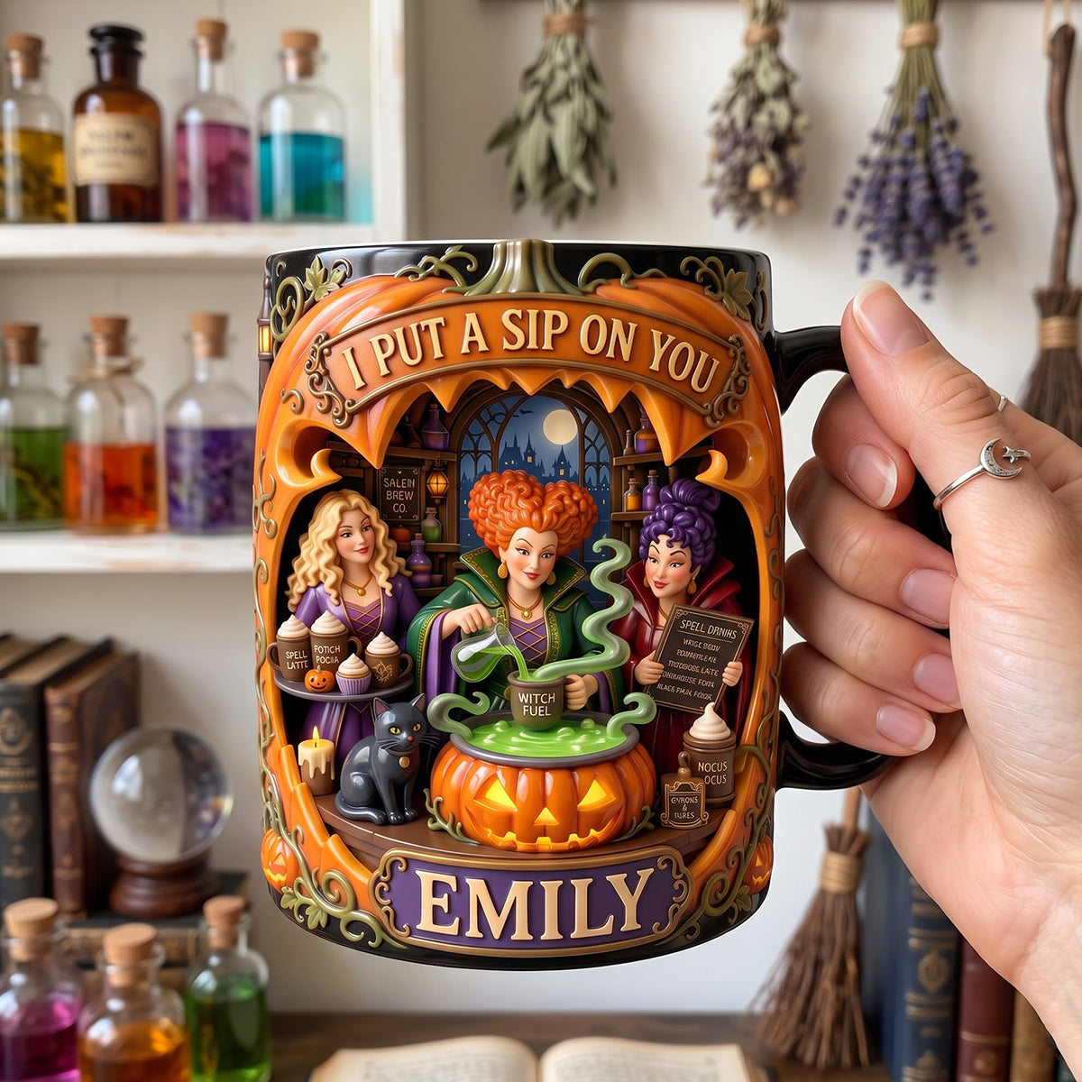 Personalized Halloween Mug for Witch Lovers with Names Mug GradoCreations
