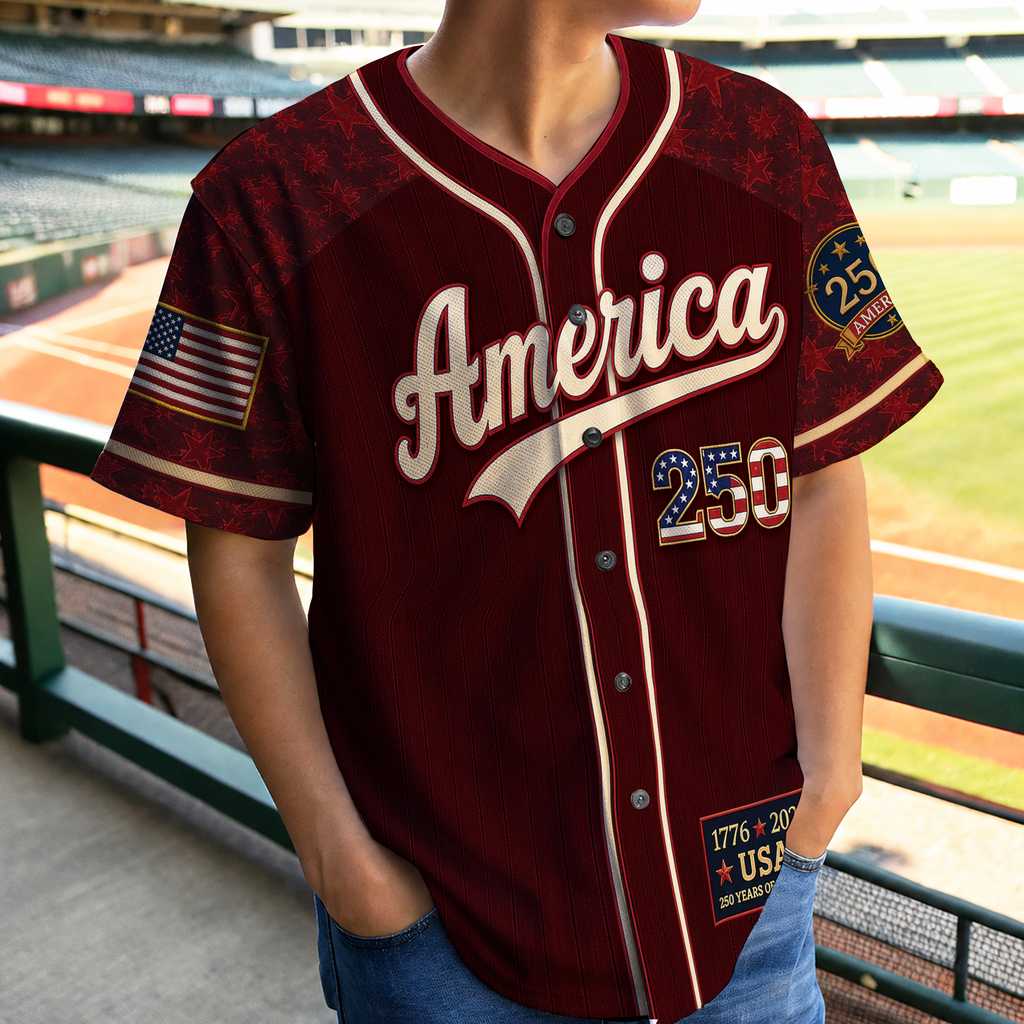 Personalized 250 Years of Freedom Baseball Jersey Custom Name Gift Jersey Baseball Shirt GradoCreations