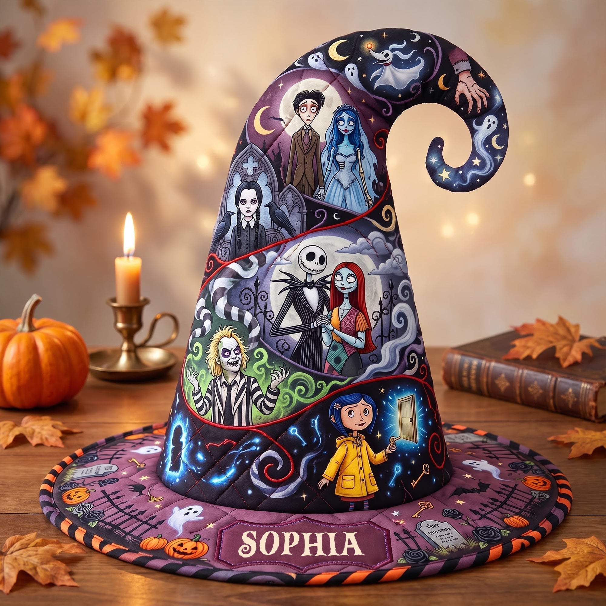 Personalized Quilted Witch Hat for Halloween | Unique Gift Idea Quilt Witch Hat GradoCreations