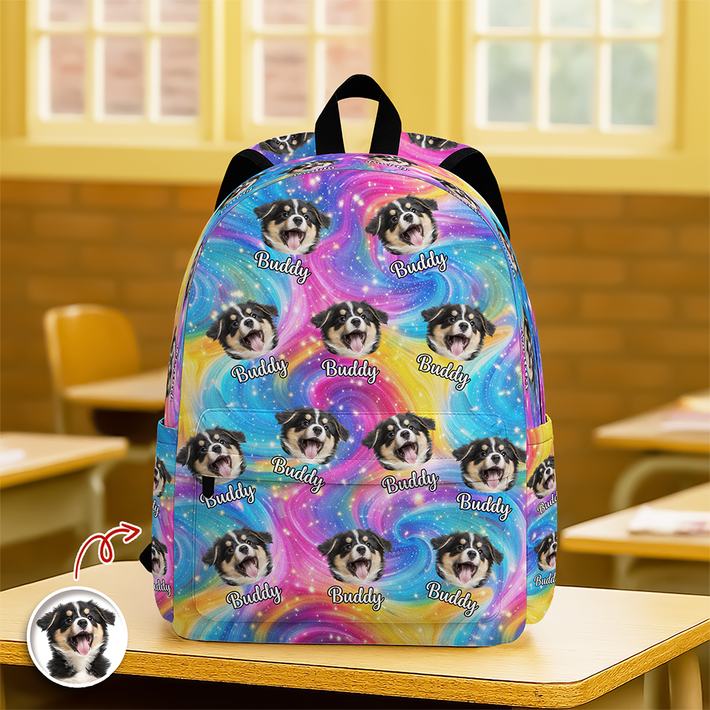 Personalized Pet Photo Backpack Gift for Dog/Cat Lovers HN590 - Printed Backpack GradoCreations