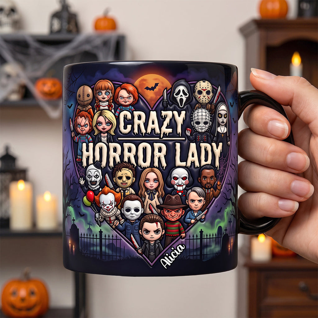 Personalized Crazy Horror Mug Gift for Horror Lovers - Custom Name Mug GradoCreations