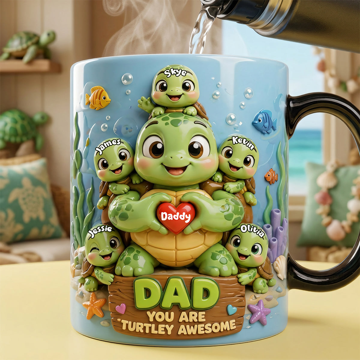 Personalized Color Changing Mug for Dad You Are Turtley Awesome Gift