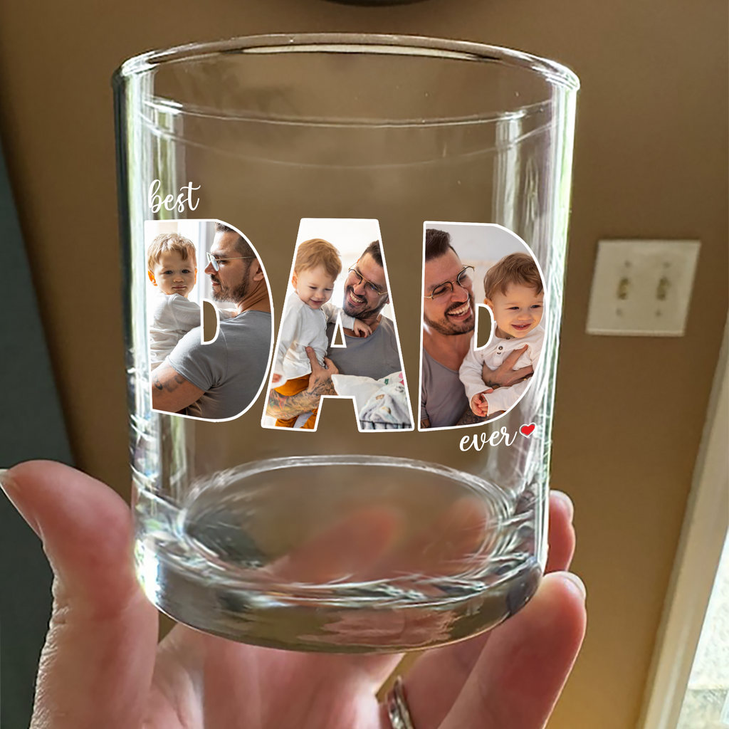 Personalized Whiskey Glass Custom Photo Gift for Dad HN590 - Print Rock Glass GradoCreations