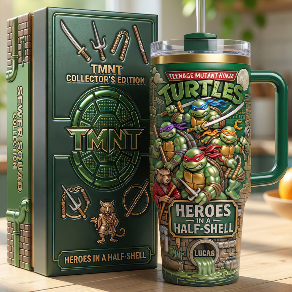 Personalized TMNT Tumbler with Handle for Movie Fans Gift