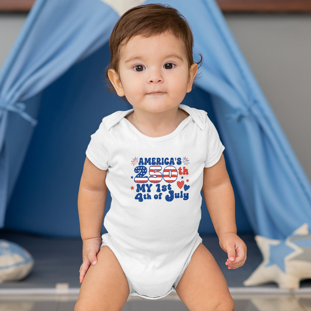 Personalized My 1st 4th of July Baby Onesie USA Gift Family HN590 - Baby Shirt GradoCreations