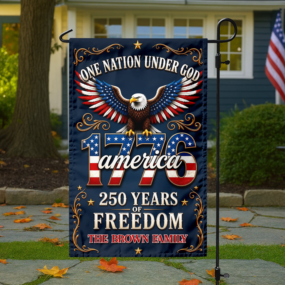 Personalized One Nation Under God Family Garden Flag Gift Idea HN590 - Garden Flag GradoCreations