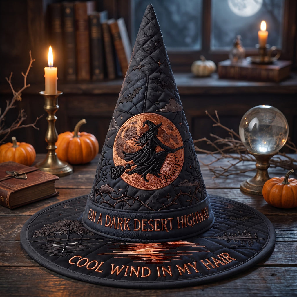 Personalized Quilted Witch Hat for Halloween Costume | Custom Gothic Style Quilt Witch Hat GradoCreations