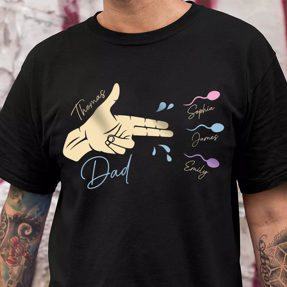 Custom Name Funny Sperm Dad Shirt Personalized Gift for Father's Day Tshirt GradoCreations
