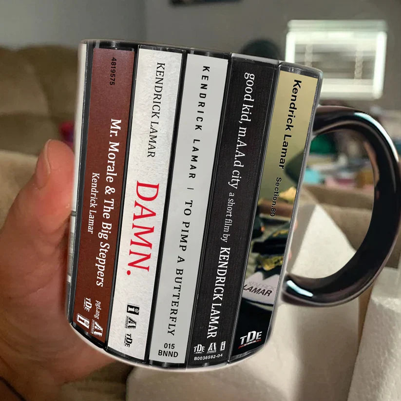 Kendrick Lamar Cassette Accent Mug Retro Design Ceramic Drinkware GradoCreations