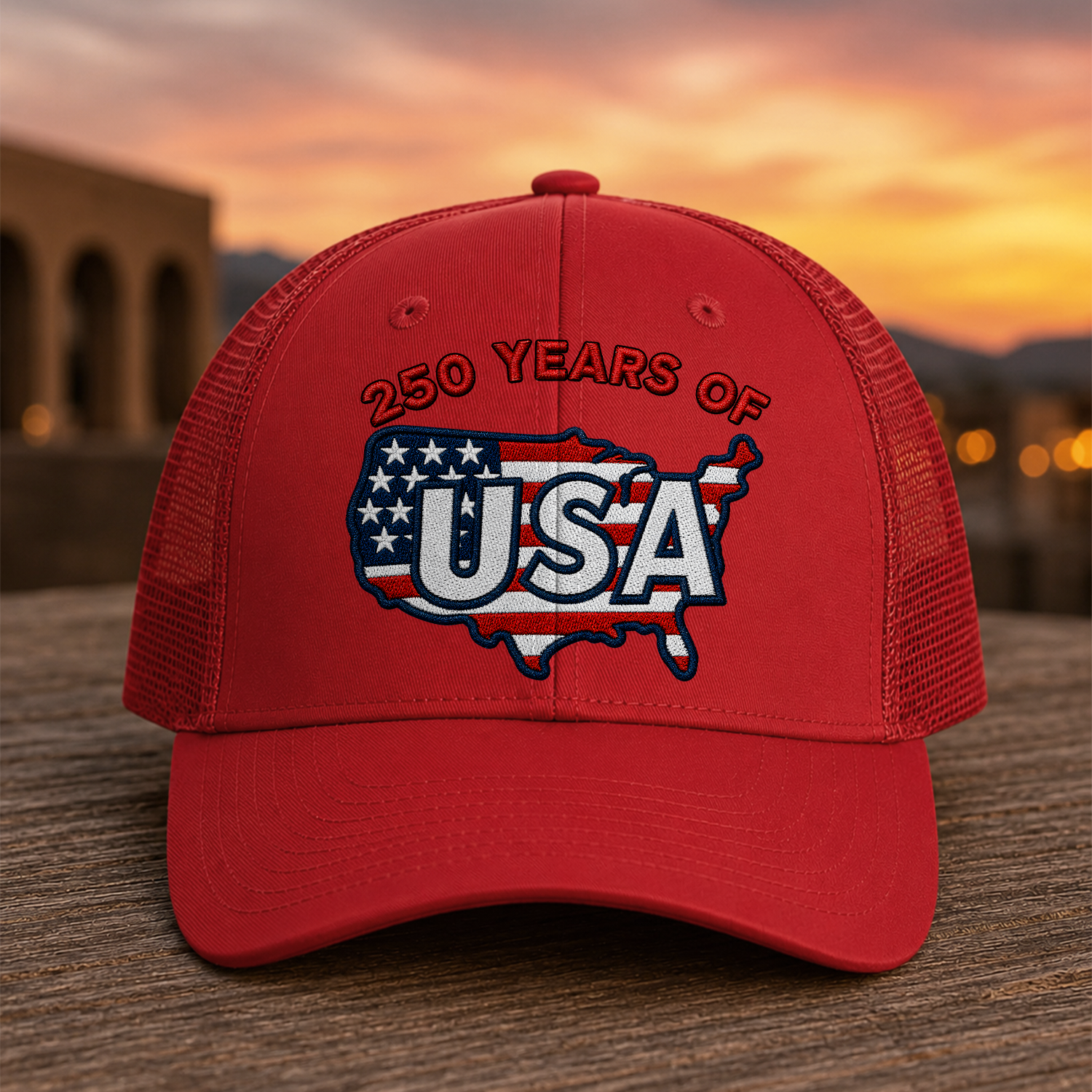 Personalized 250 Years of America Trucker Hat Gift for July 4th HN590 - Embroidered Trucker Hat GradoCreations