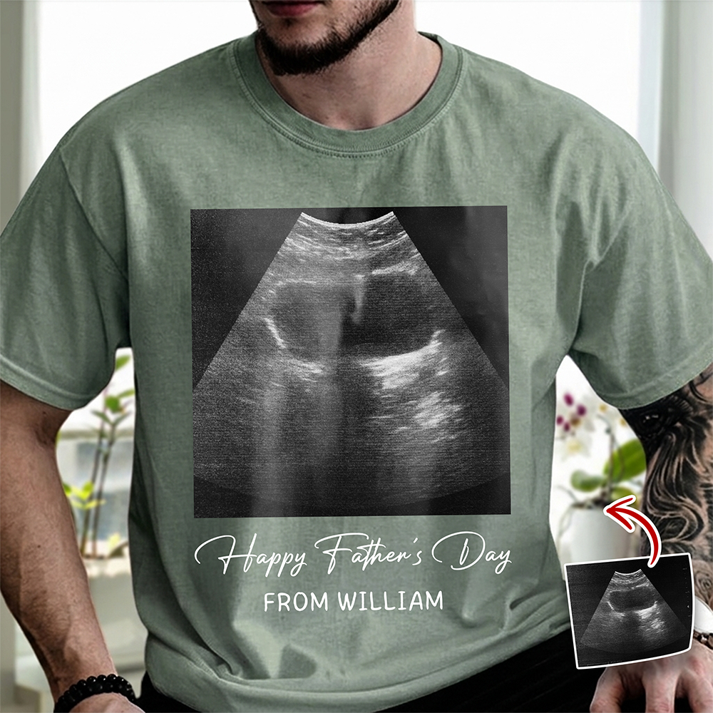 Personalized Ultrasound Photo Comfort Shirt Gift for New Dad Comfort Shirt GradoCreations
