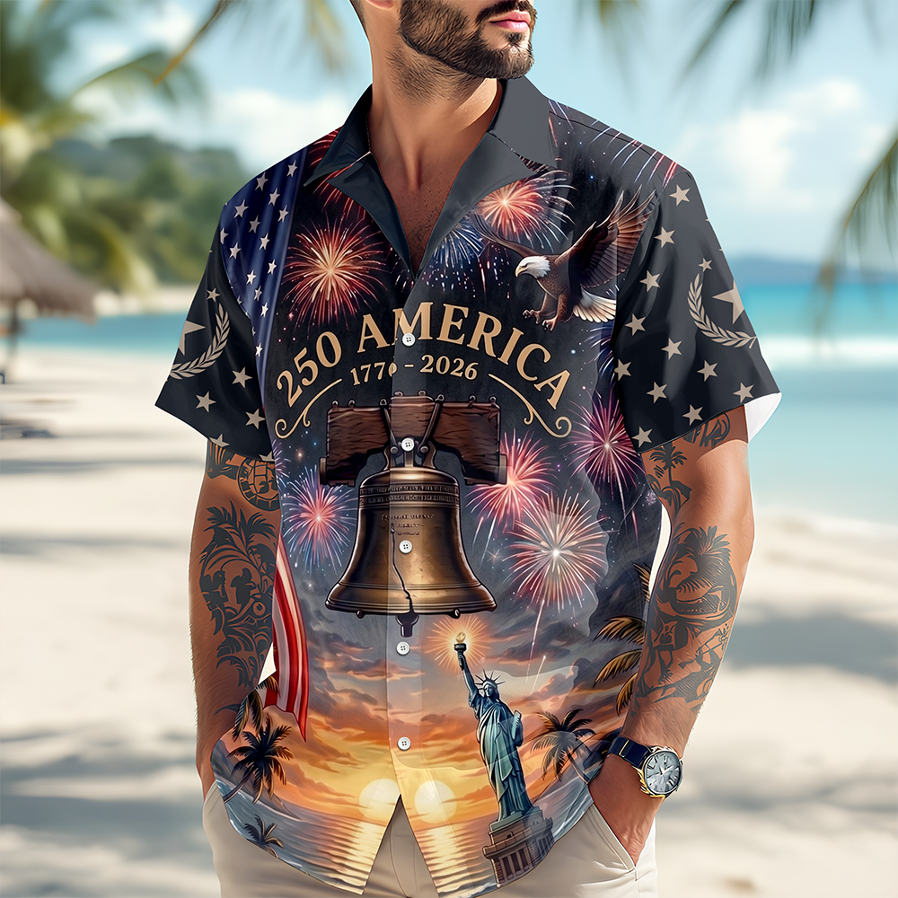 Personalized Liberty Bell Hawaiian Shirt Gift for 4th of July HN590 - AOP Hawai Shirt GradoCreations