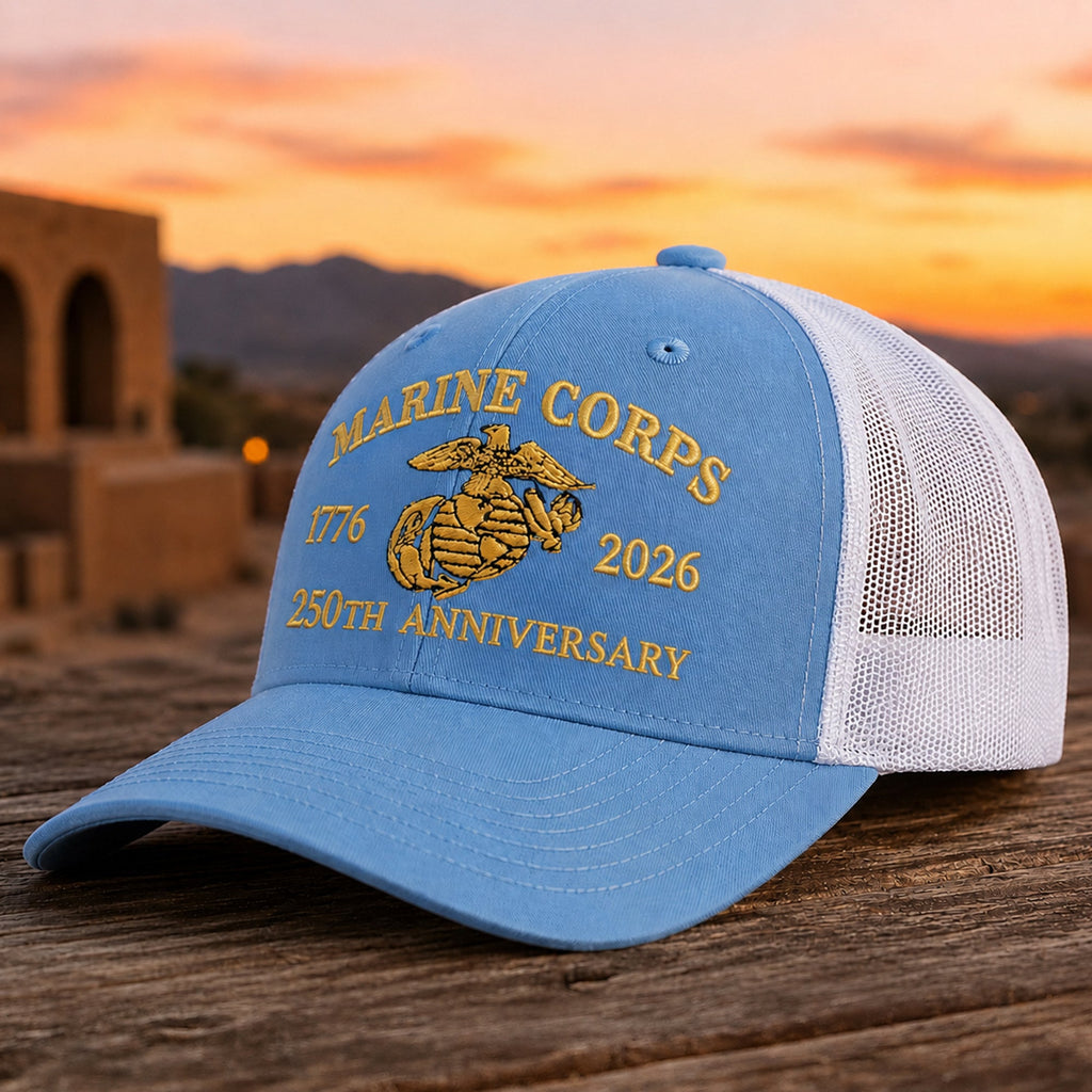 Personalized Marine Corps Trucker Hat Custom Embroidery Gift HN590 - Embroidered Trucker Hat fix GradoCreations