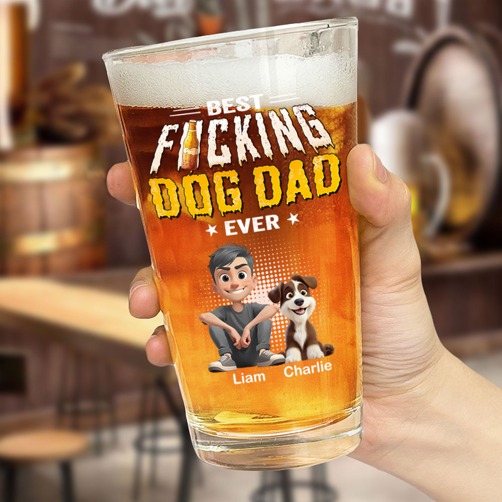 Personalized Beer Glass Best Dog Dad Gift for Father's Day HN590 - Print Beer Glass GradoCreations