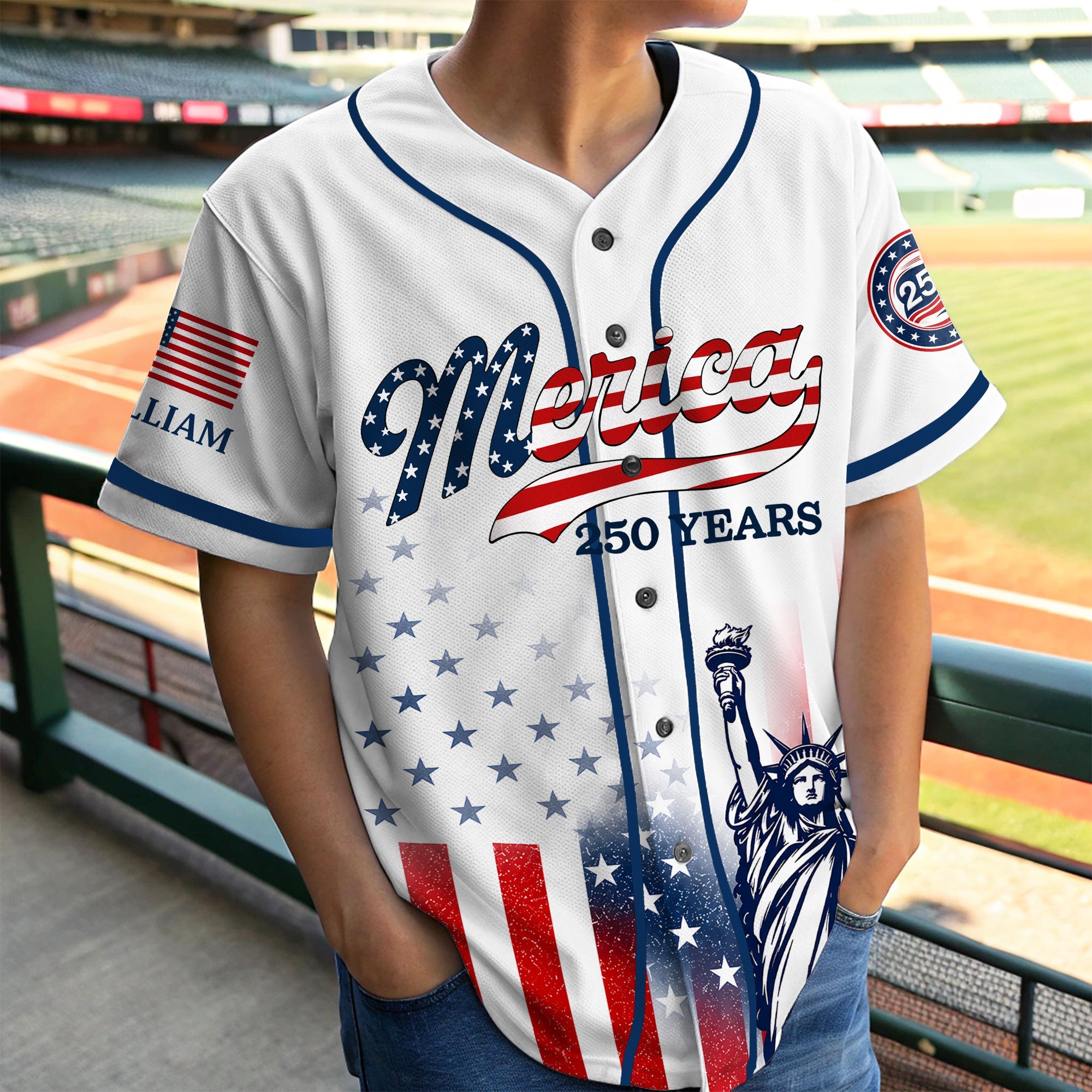 Personalized USA 250th Anniversary Jersey Baseball Shirt Gift Jersey Baseball Shirt GradoCreations