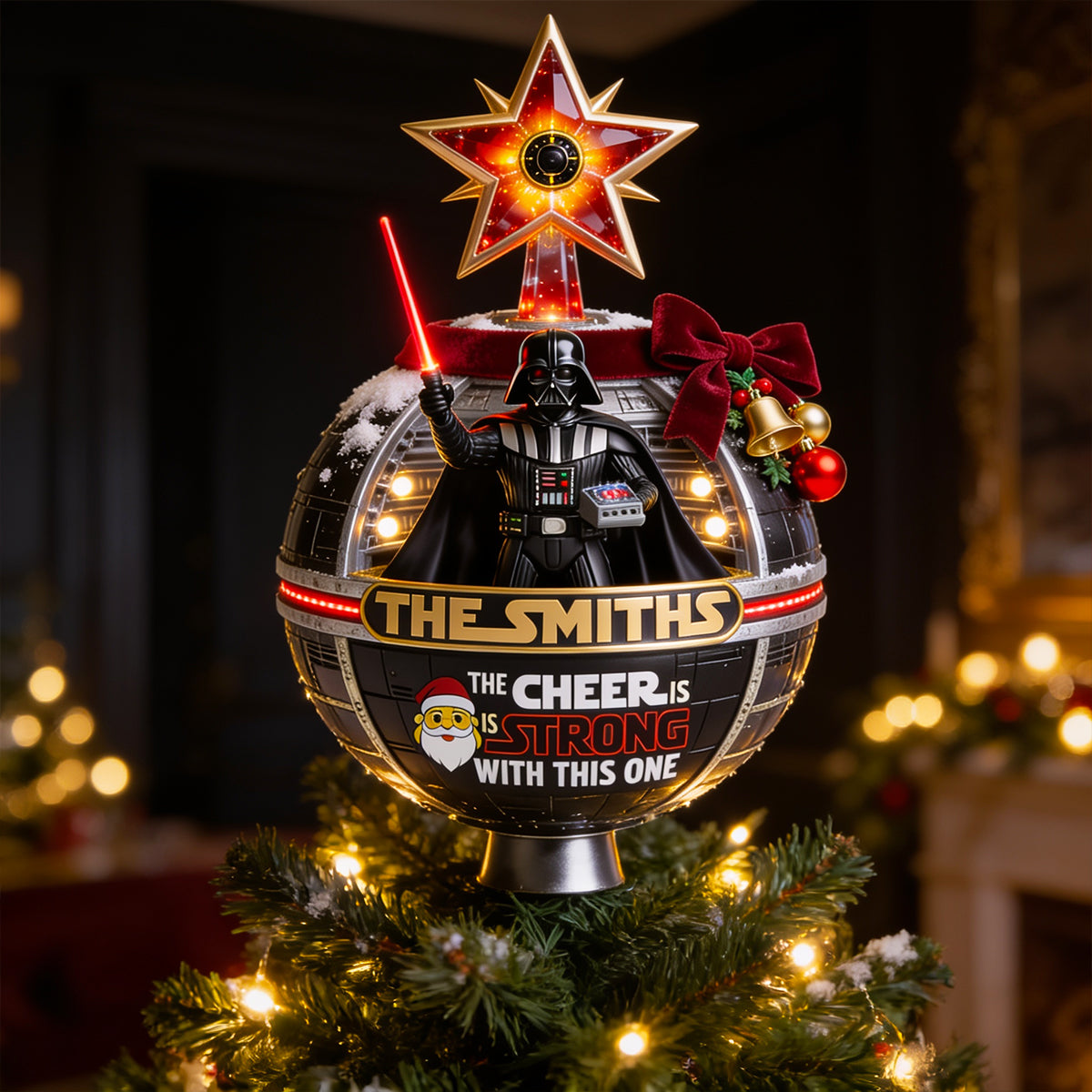 Personalized LED Light Tree Topper with Star - Christmas Gift for Family, Movie Fans LED Light Tree GradoCreations