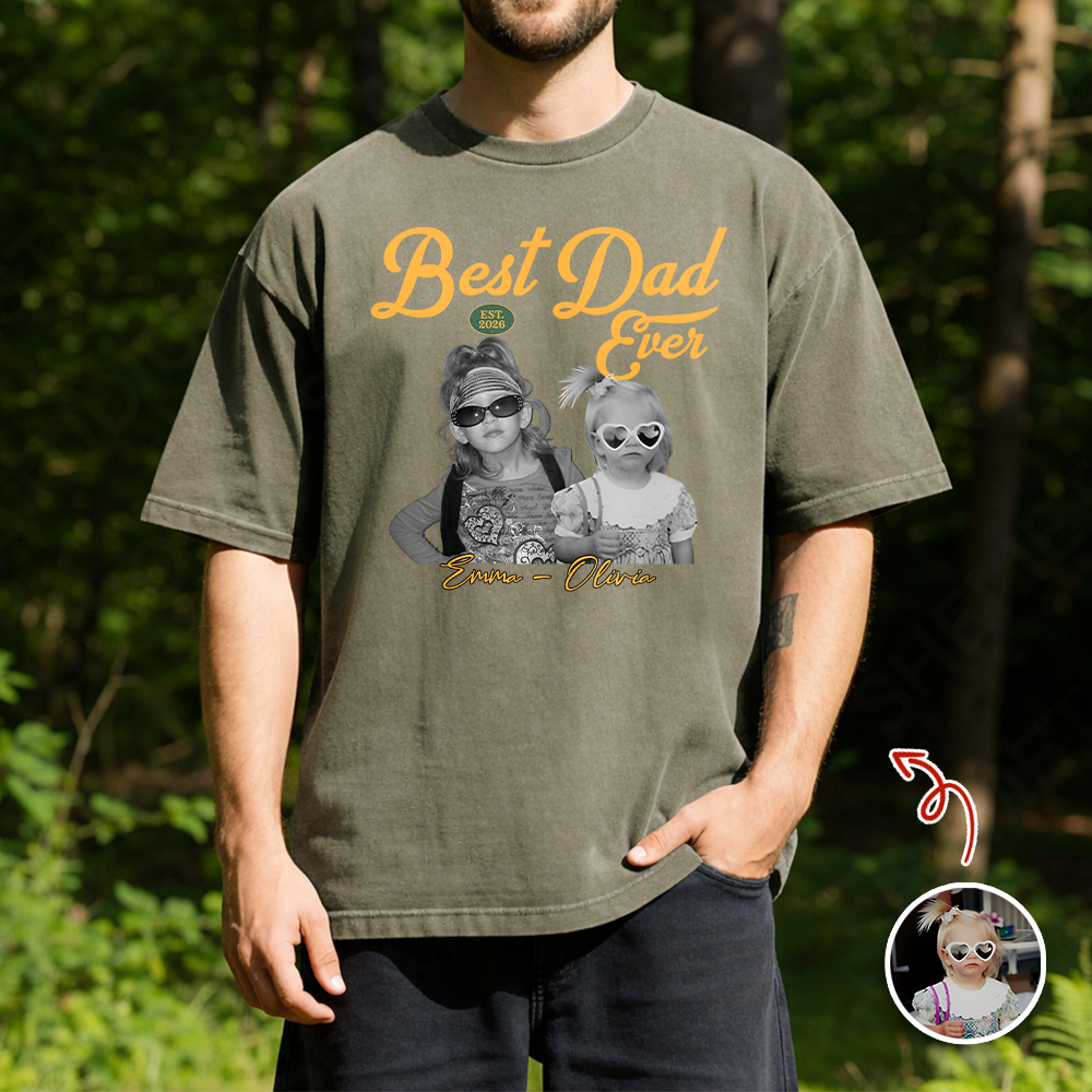 Personalized Photo Comfort Shirt Best Dad Ever Gift for Father's Day Comfort Shirt GradoCreations