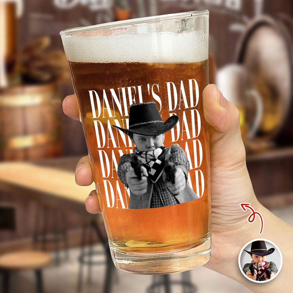 Personalized Vintage Photo Beer Glass Custom Gift for Dad HN590 - Print Beer Glass GradoCreations