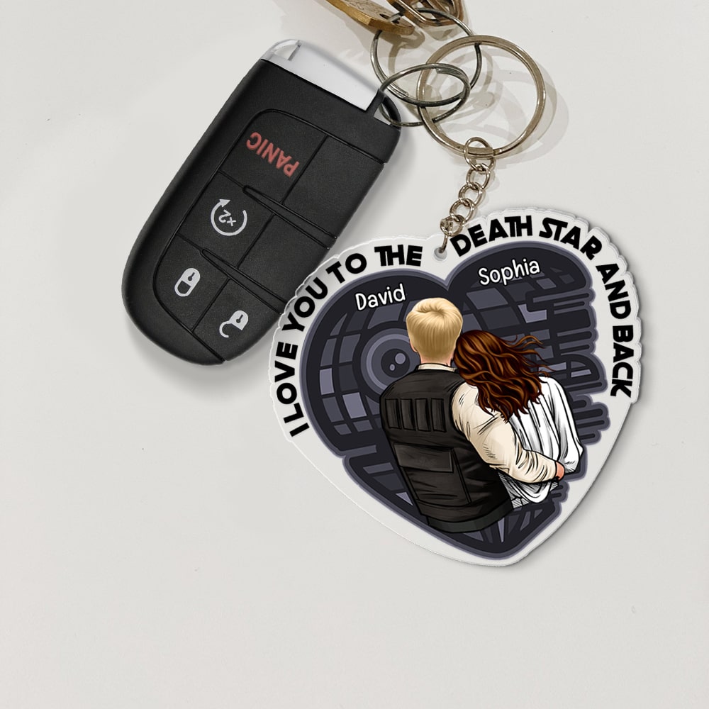 Personalized Death Star Acrylic Keychain Unique Gift for Couple