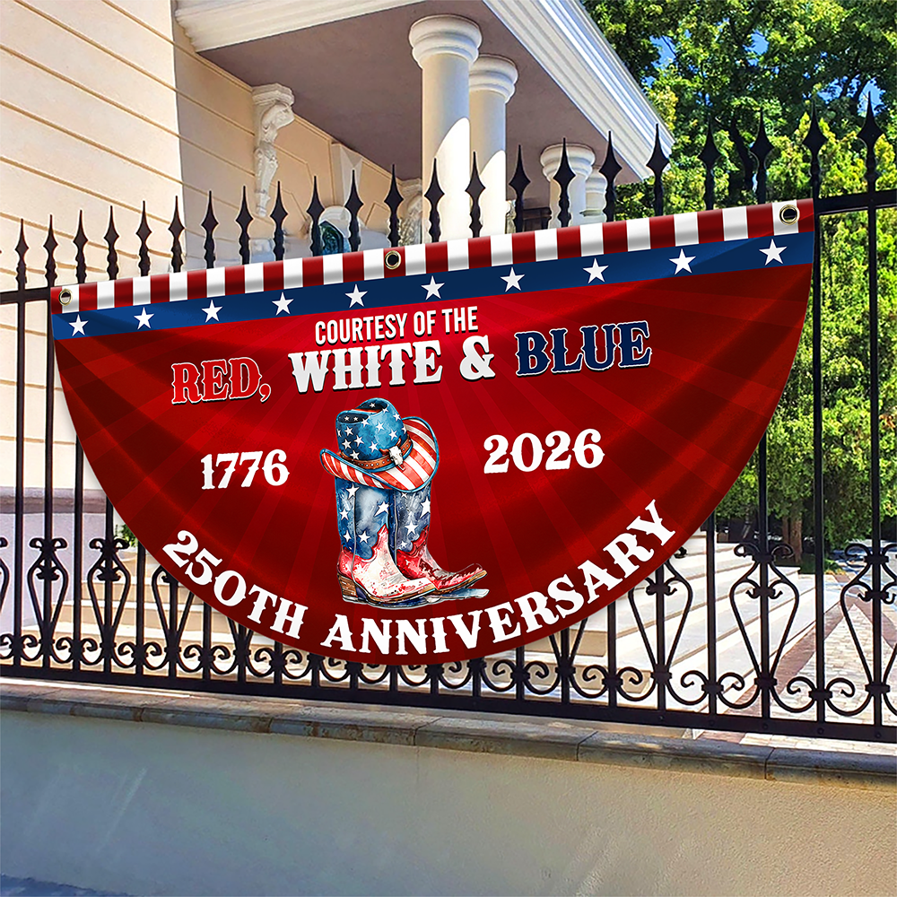 Personalized Cowboy Boots Fan Flag Custom Name Gift for Family 250th Anniversary HN590 - Non-Pleated Fan Flag GradoCreations
