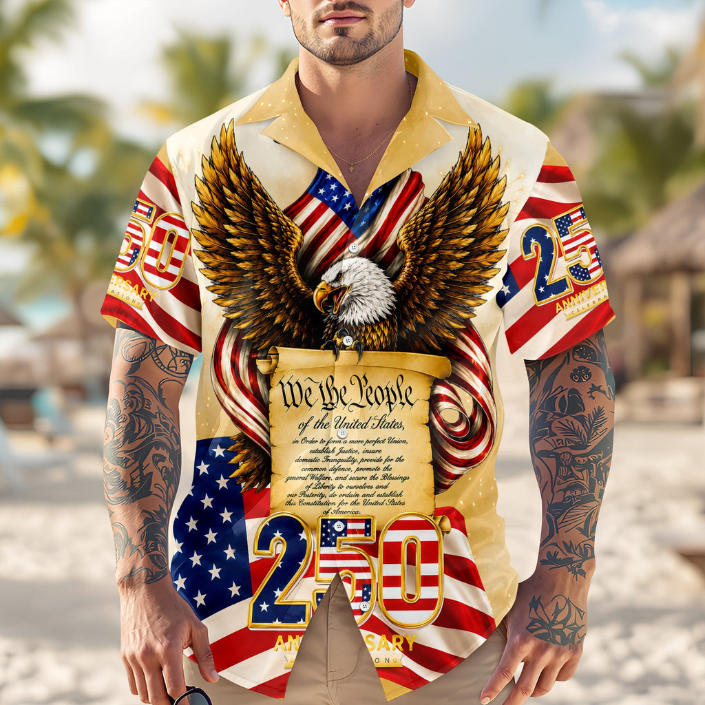 Personalized Patriotic Hawaii Shirt 250th Anniversary Gift for Dad HN590 - AOP Hawai Shirt GradoCreations