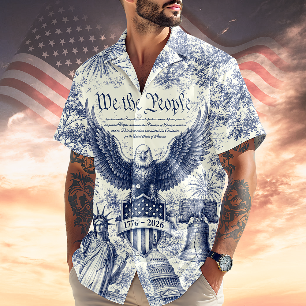 Personalized Patriotic Hawaiian Shirt Custom Design Gift for Dad HN590 - AOP Hawai Shirt GradoCreations