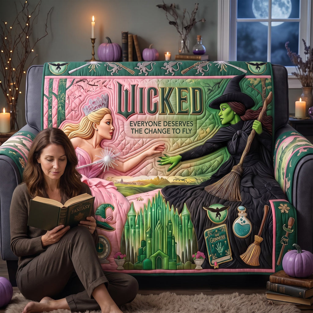Personalized Quilted Sofa Cover Wicked Design Gift for Movie Fans Quited Sofa Cover GradoCreations