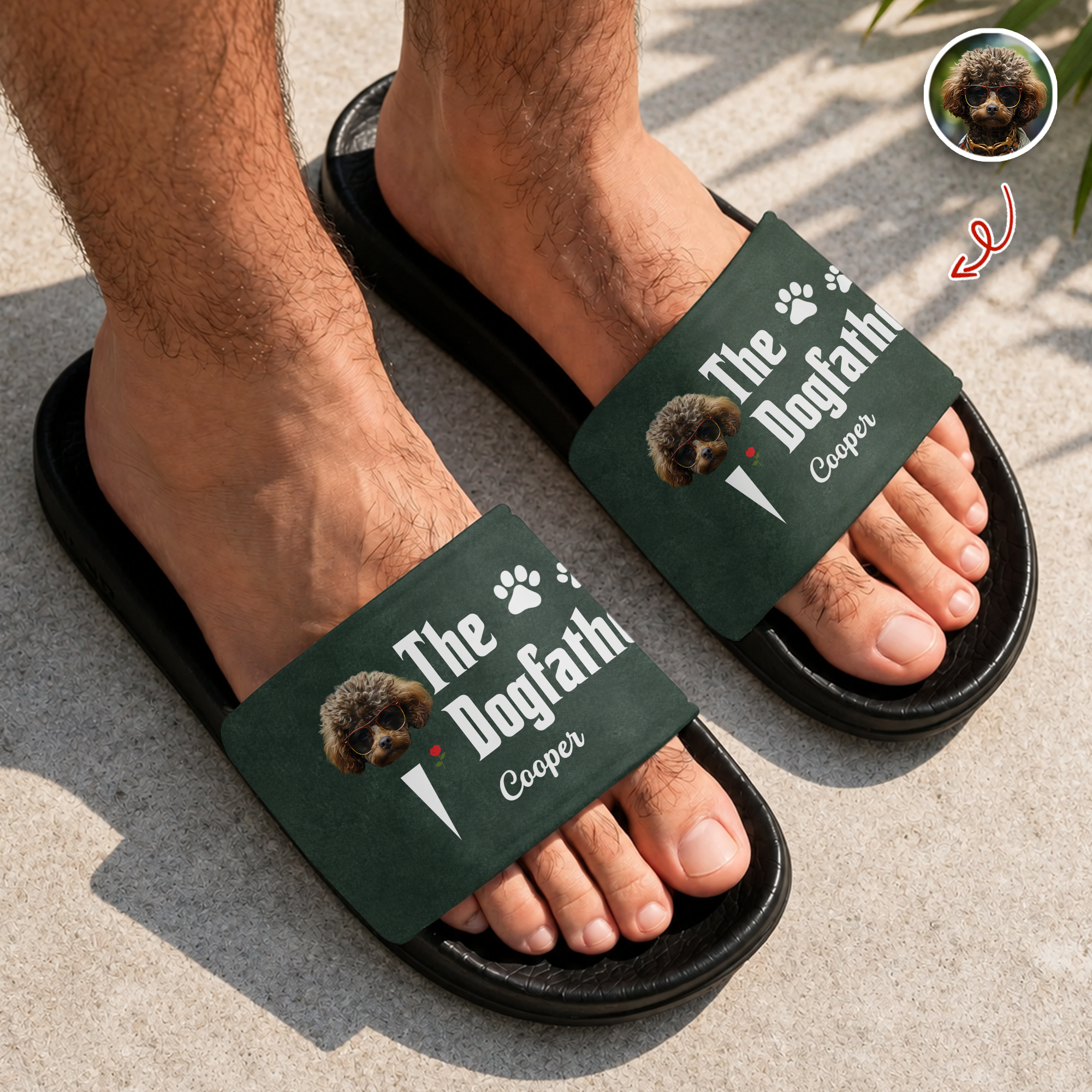 Personalized Dog Dad Slide Sandals Custom Photo Gift Idea HN590 - Slide Sandals GradoCreations