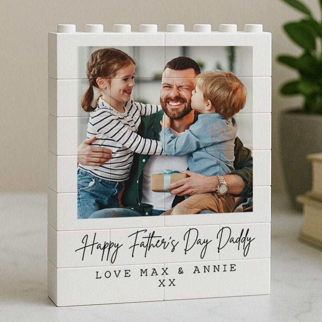 Personalized Photo Building Brick Gift for Dad Father's Day HN590 - Building Blocks GradoCreations
