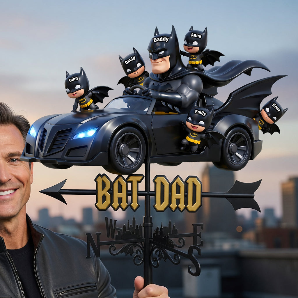 Personalized Bat Dad Weather Vane Custom Family Gift for Father’s Day