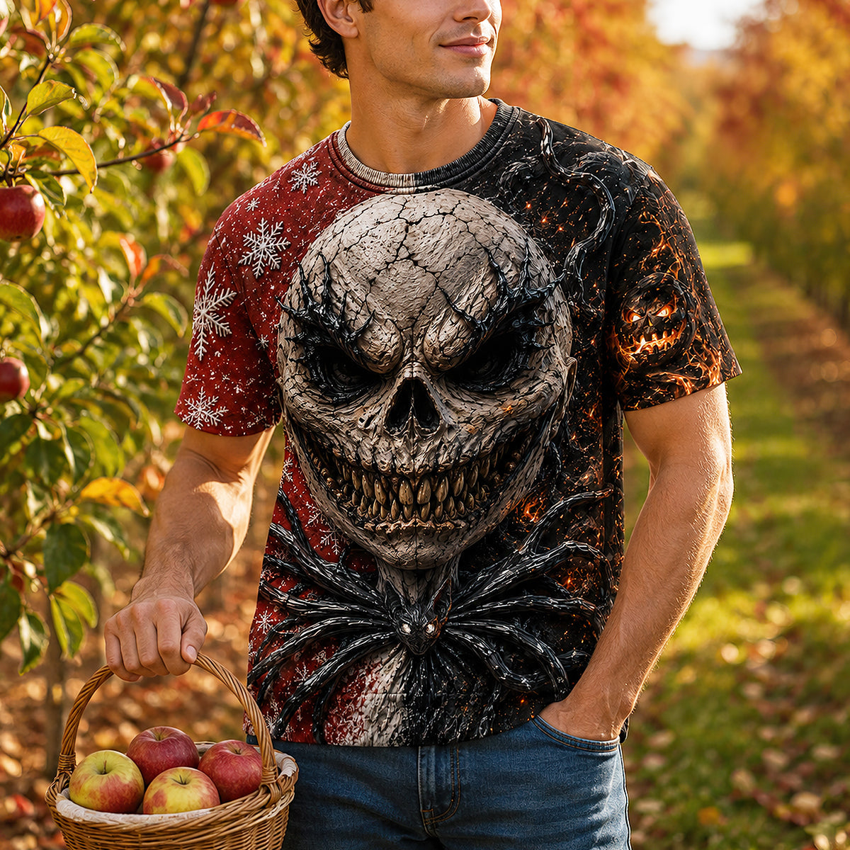 Personalized 3D Horror Skull Christmas Costume Shirt for Him AOP Shirt GradoCreations