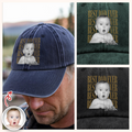 Personalized Washed Denim Baseball Cap Custom Photo Gift for Pet Dads HN590 - Washed Denim Baseball Cap GradoCreations