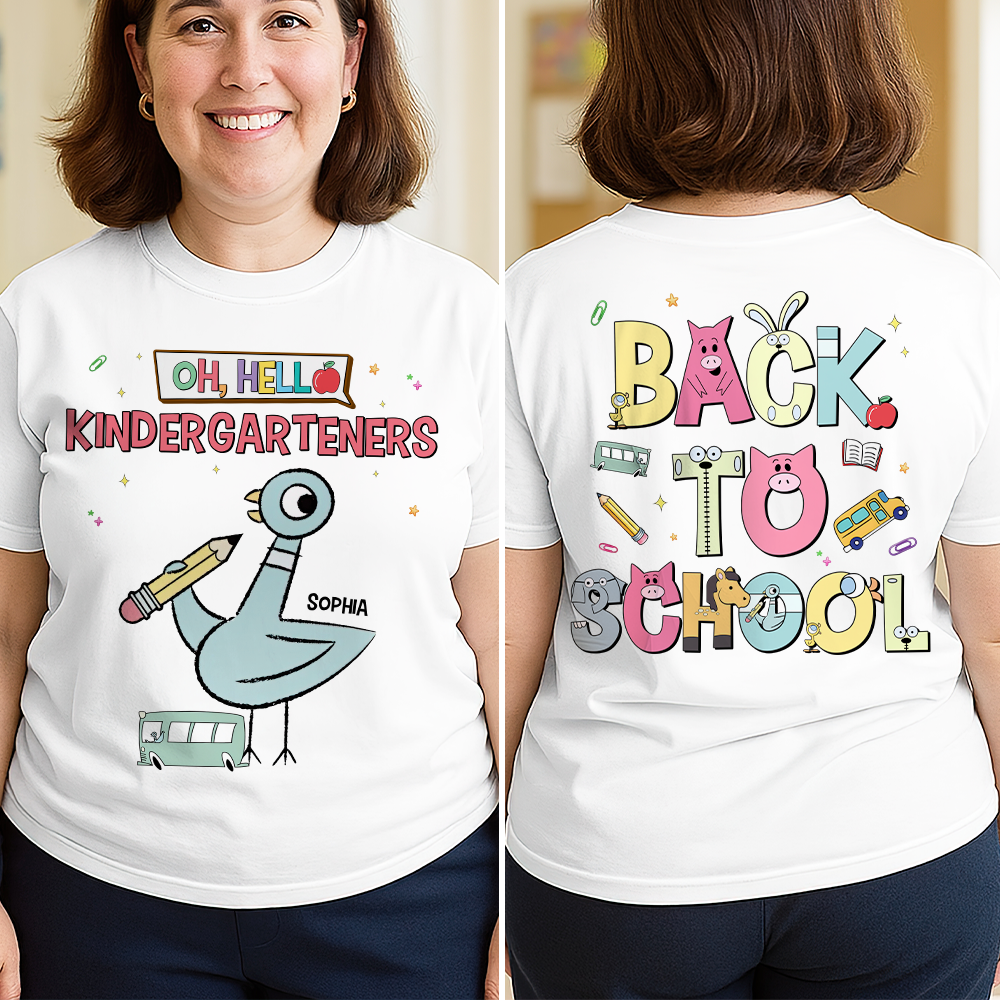 Personalized Kindergarten Back to School Shirt for Teacher Cotton Apparel GradoCreations