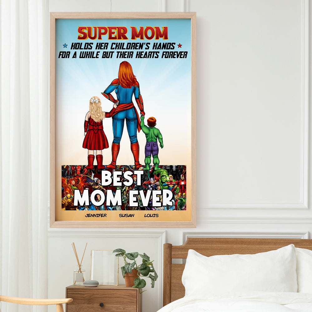 Personalized Super Mom Canvas Poster Gift for Mom - Unique Mother's Day Decor