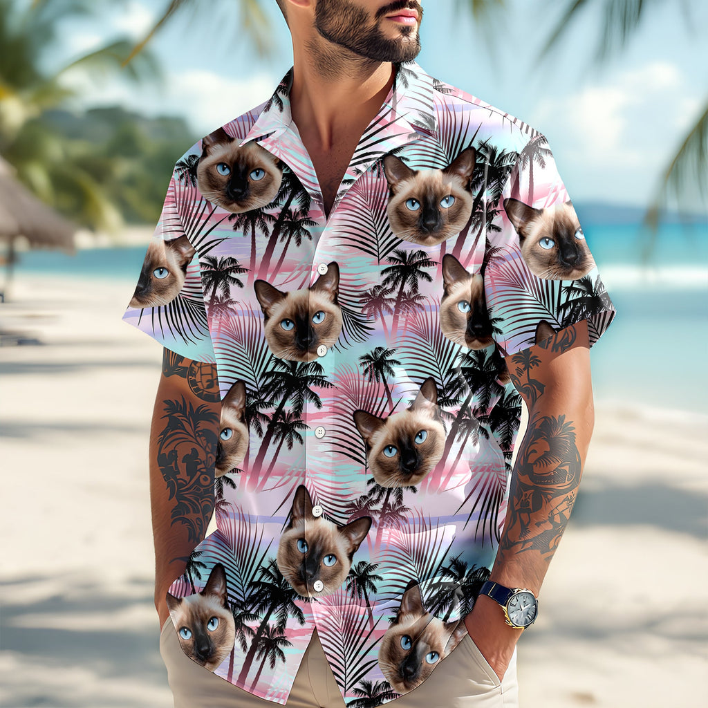 Personalized Hawaiian Shirt Custom Cat Photo Gift for Cat Lovers HN590 - AOP Hawai Shirt GradoCreations