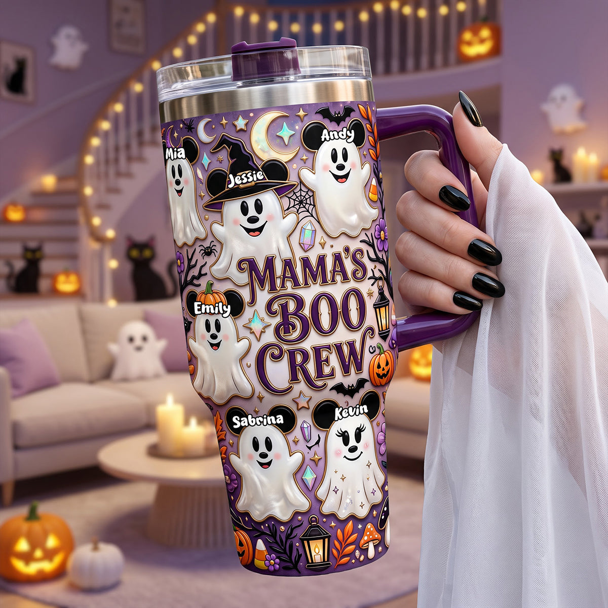 Personalized Halloween Tumbler for Mom with Spooky Ghosts Tumbler GradoCreations