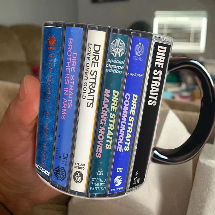 Retro Dire Straits Cassette Accent Mug Ceramic Drinkware Gift GradoCreations