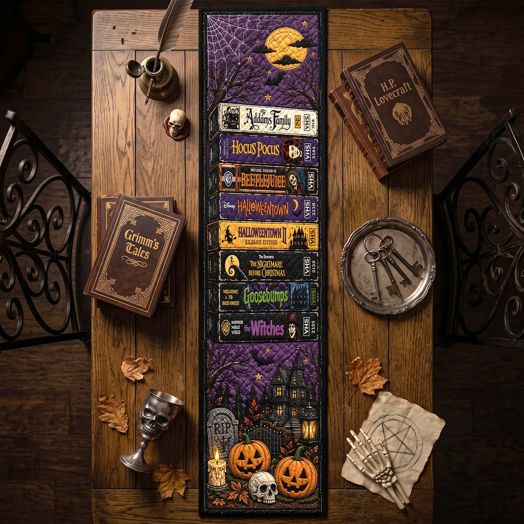 Personalized Halloween Quilt Table Runner Custom Name Family Gift Quilt Table Runner GradoCreations