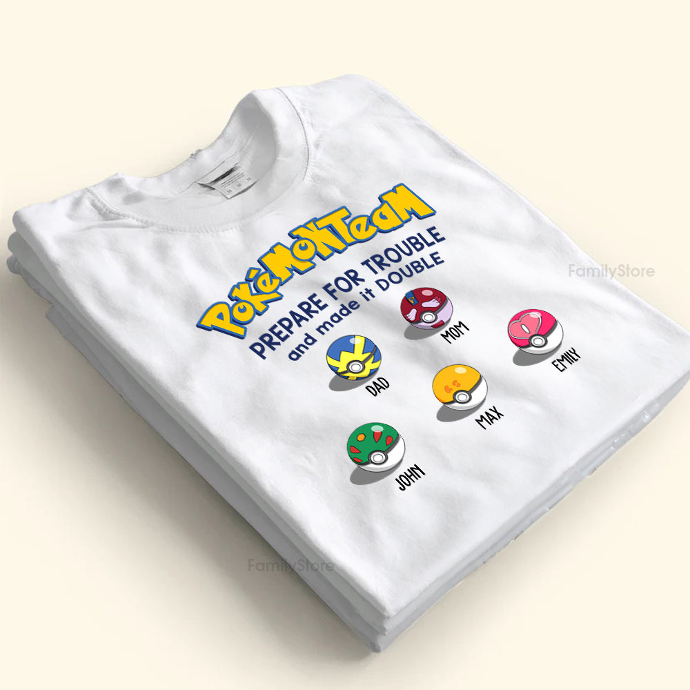 Personalized Pokémon Team T-Shirt Custom Names Gift for Family