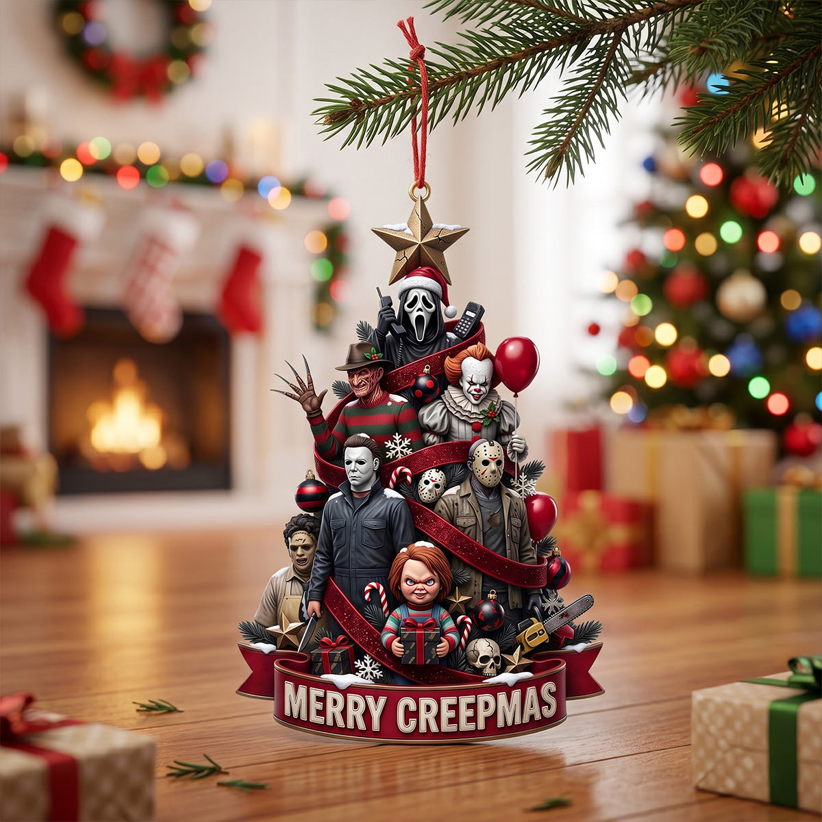 Personalized Acrylic Horror Ornament Merry Creepmas Gift for Him Ornament GradoCreations