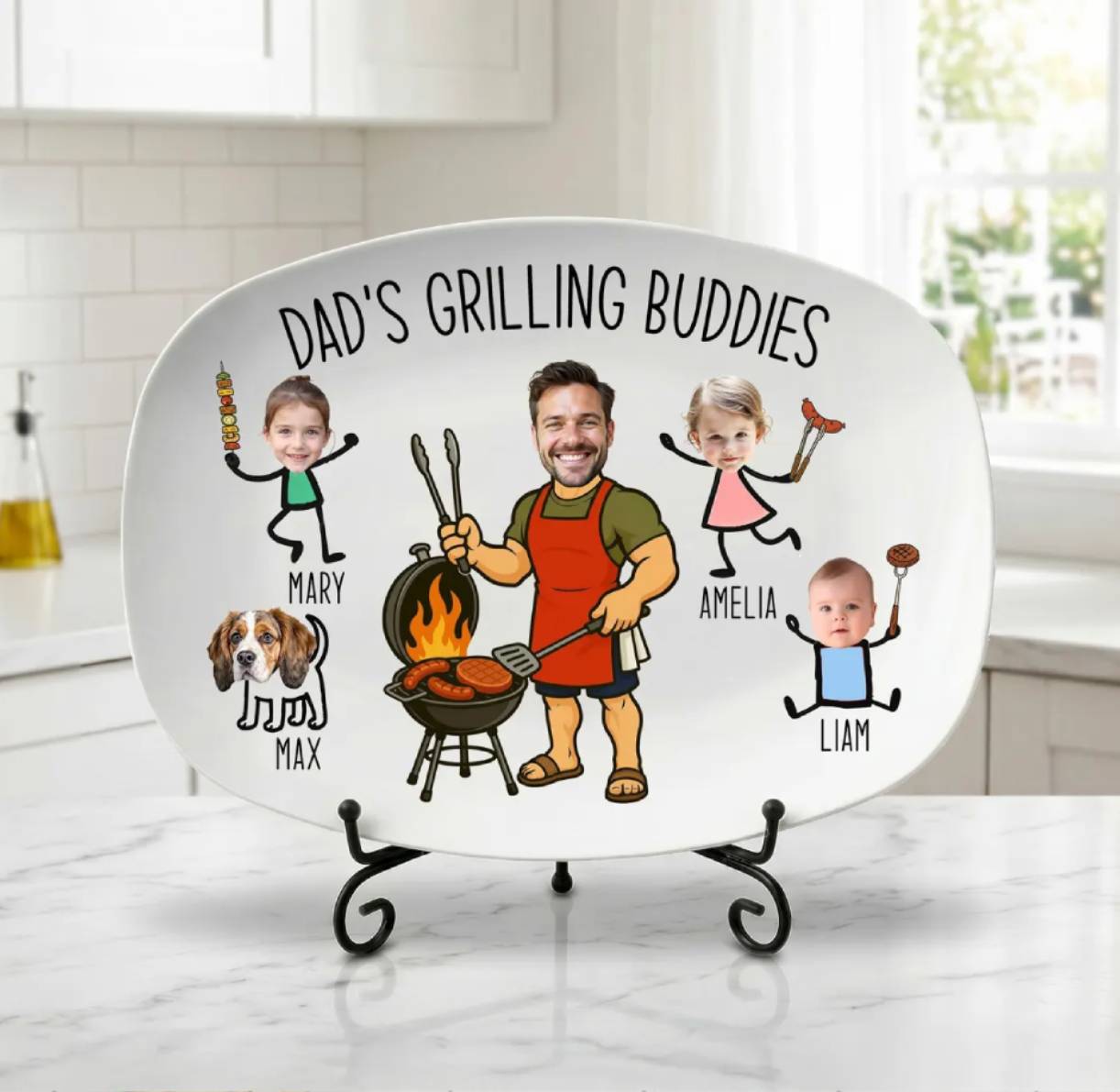 Personalized Grilling Platter Custom BBQ Tray Gift for Dad HN590 - Platter fix GradoCreations