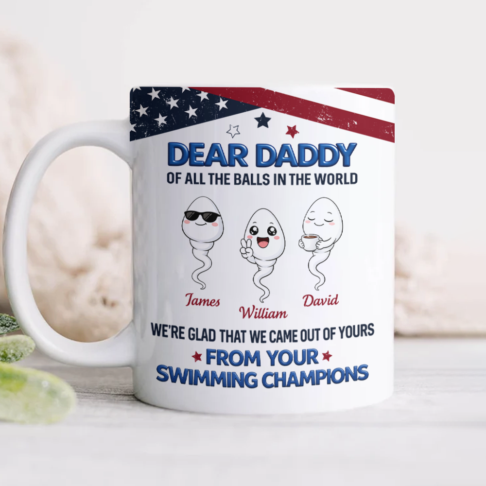 Personalized Full Mug Custom Kids Names Gift for Dad HN590 - edge to edge mug GradoCreations