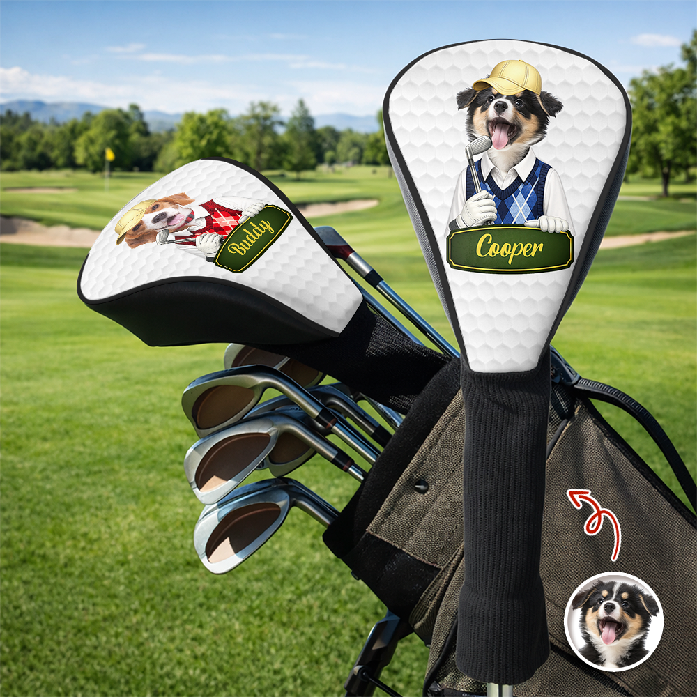 Personalized Dog Photo Golf Club Head Cover Gift for Dog Dad HN590 - Golf Club Head Cover GradoCreations
