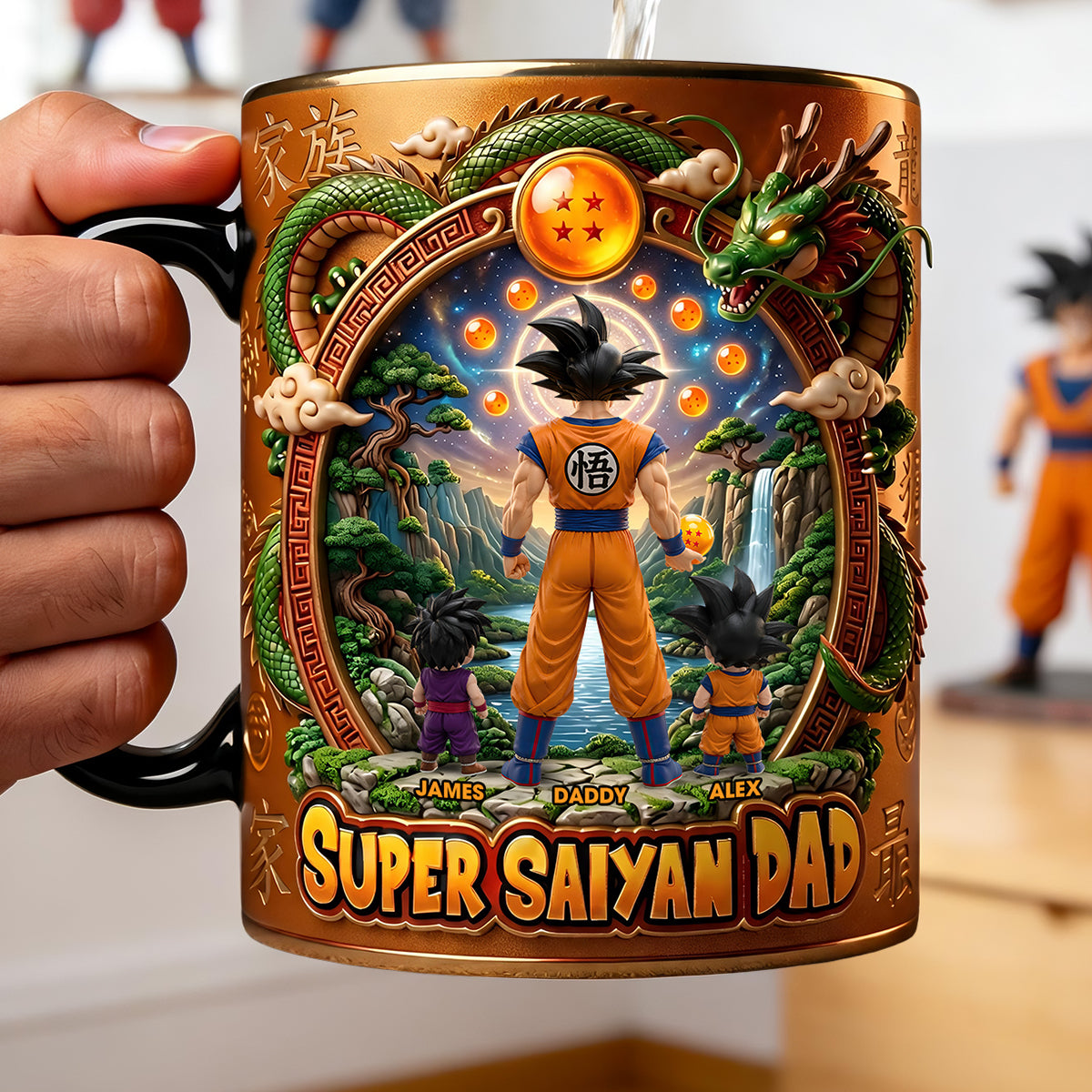 Personalized Super Saiyan Dad Coffee Mug Custom Gift for Father's Day