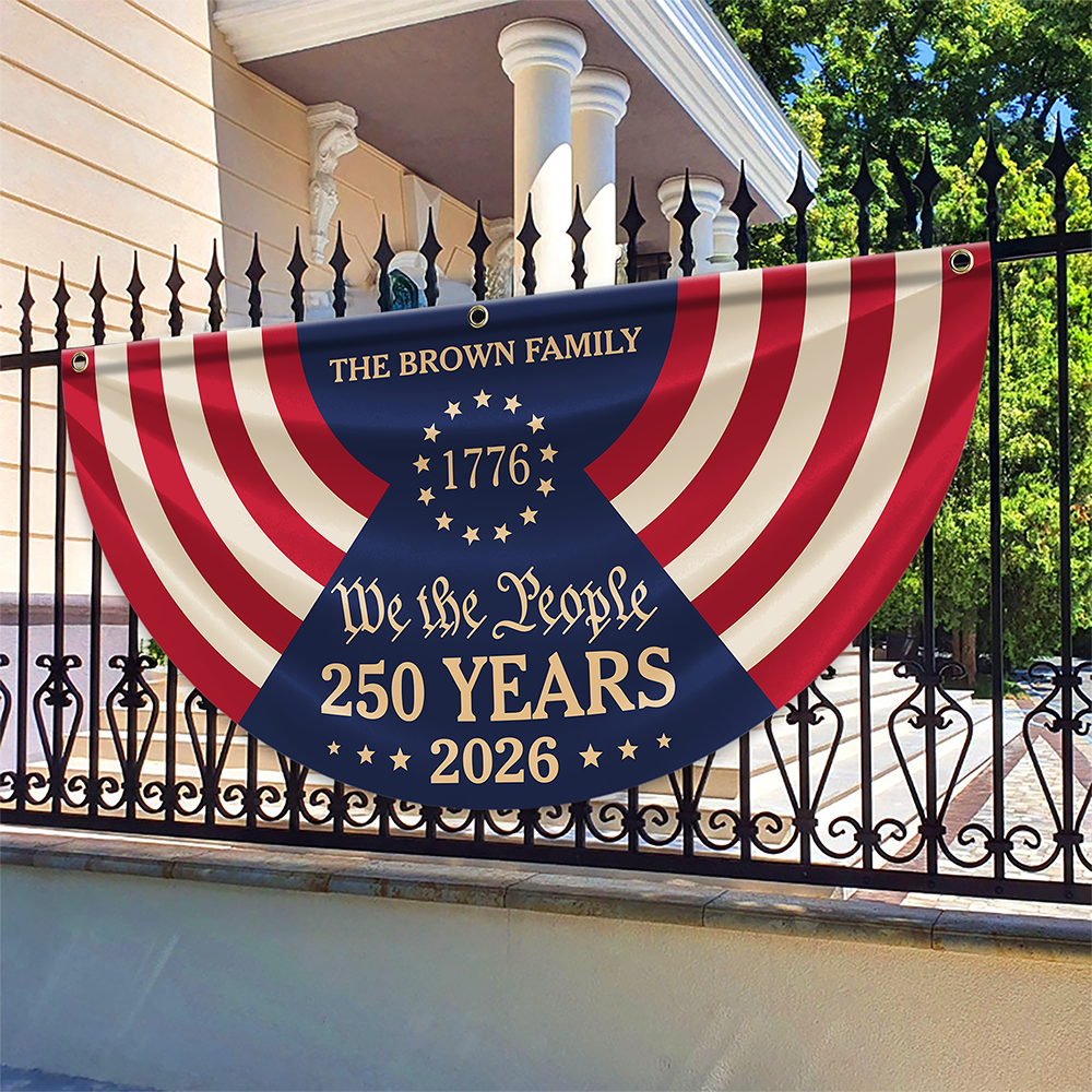Personalized We The People Family Name Flag 4th of July Gift HN590 - Non-Pleated Fan Flag GradoCreations