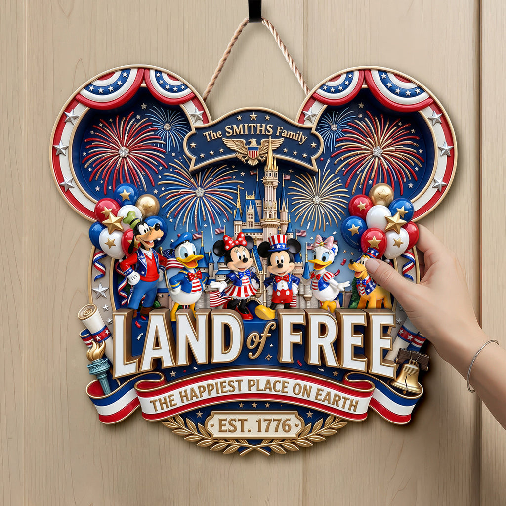 Personalized Land of Free Wood Sign Family Gift for Home Decor