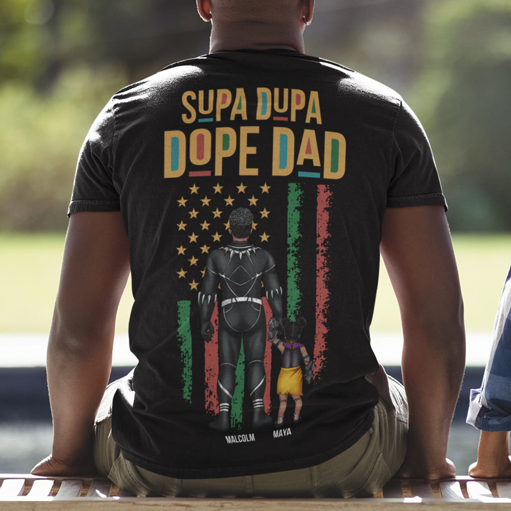 Personalized Super Hero Black Father Shirt Gift for Dad