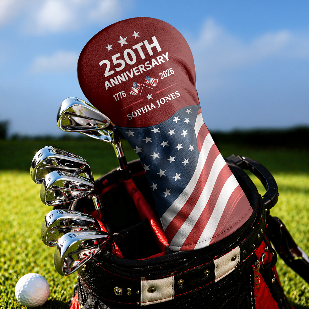 Personalized 250th Anniversary Golf Head Cover Custom Name Gift HN590 - Golf Head Cover GradoCreations