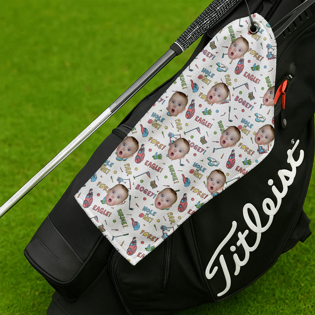Personalized Golf Towel Custom Face Gift for Dad Grandpa